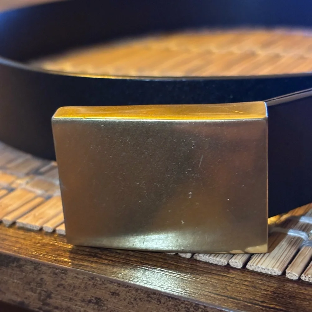 Aritzia Pillar Solid Brass Leather Belt in Black/Gold Size M - worn once